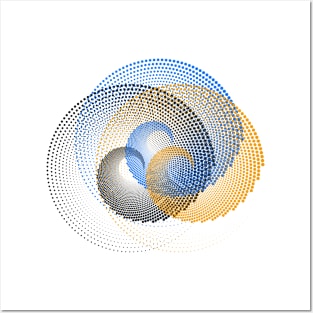 3 spirals blue and orange and black overlapping Posters and Art